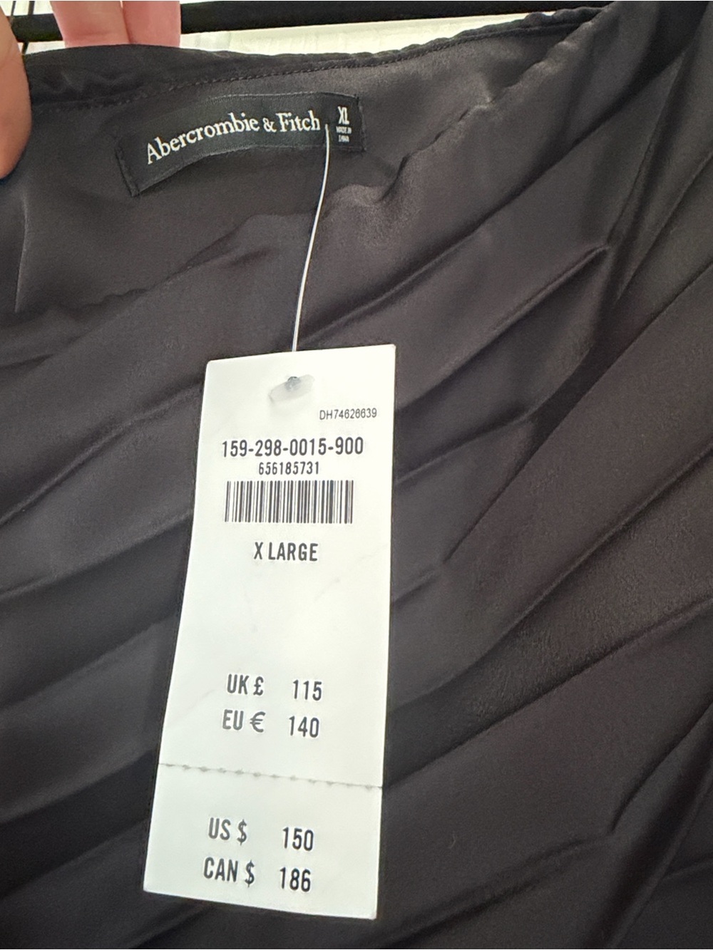 Abercrombie & Fitch One-Shoulder Black Pleated Midi Dress - Picture 2 of 3